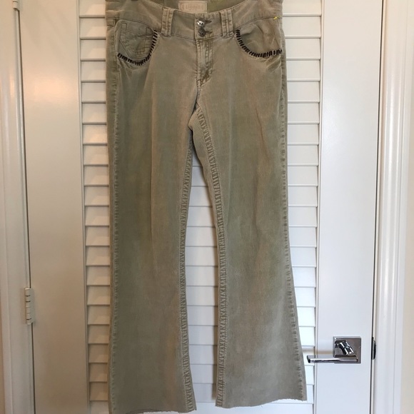 Vintage Boho Corduroy Jeans with Leather Trim - Picture 3 of 8